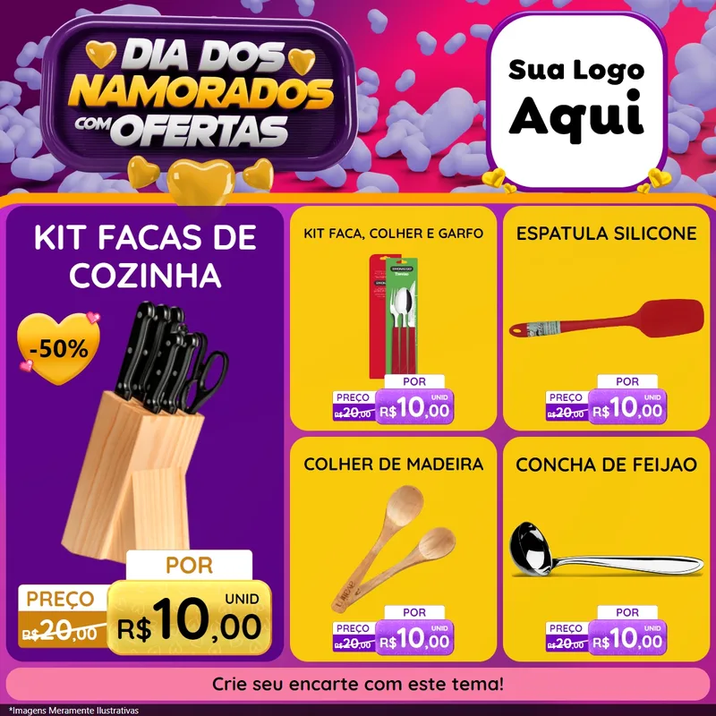 Modelo de Rede Social para Feed Facebook com o tema Dia Dos Namorados Com Ofertas para Utilidades Domésticas
