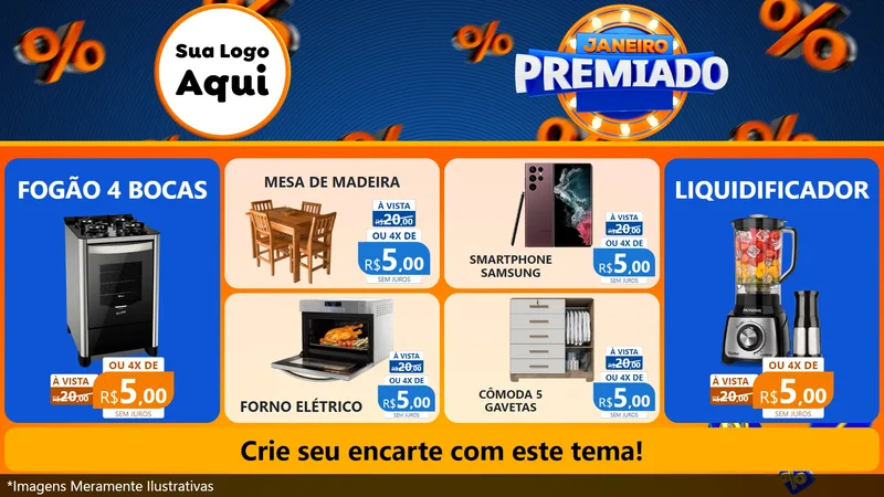 Modelo de TV para TV Horizontal com o tema Janeiro Premiado para Móveis e Eletro