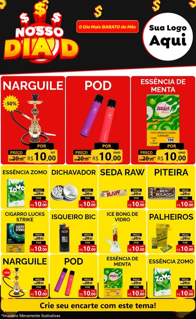 Modelo de Encarte para Encarte Grande com o tema Nosso Dia D para Tabacaria