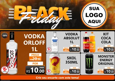 Modelo de Encarte para Encarte A4 Horizontal com o tema Black Friday para Distribuidora de bebidas