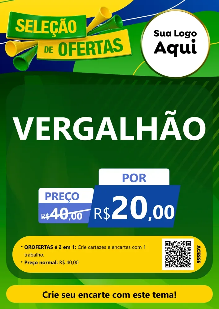 Modelo de Cartaz para Cartaz A4 Vertical com o tema Seleção de Ofertas - Copa para Ferragens