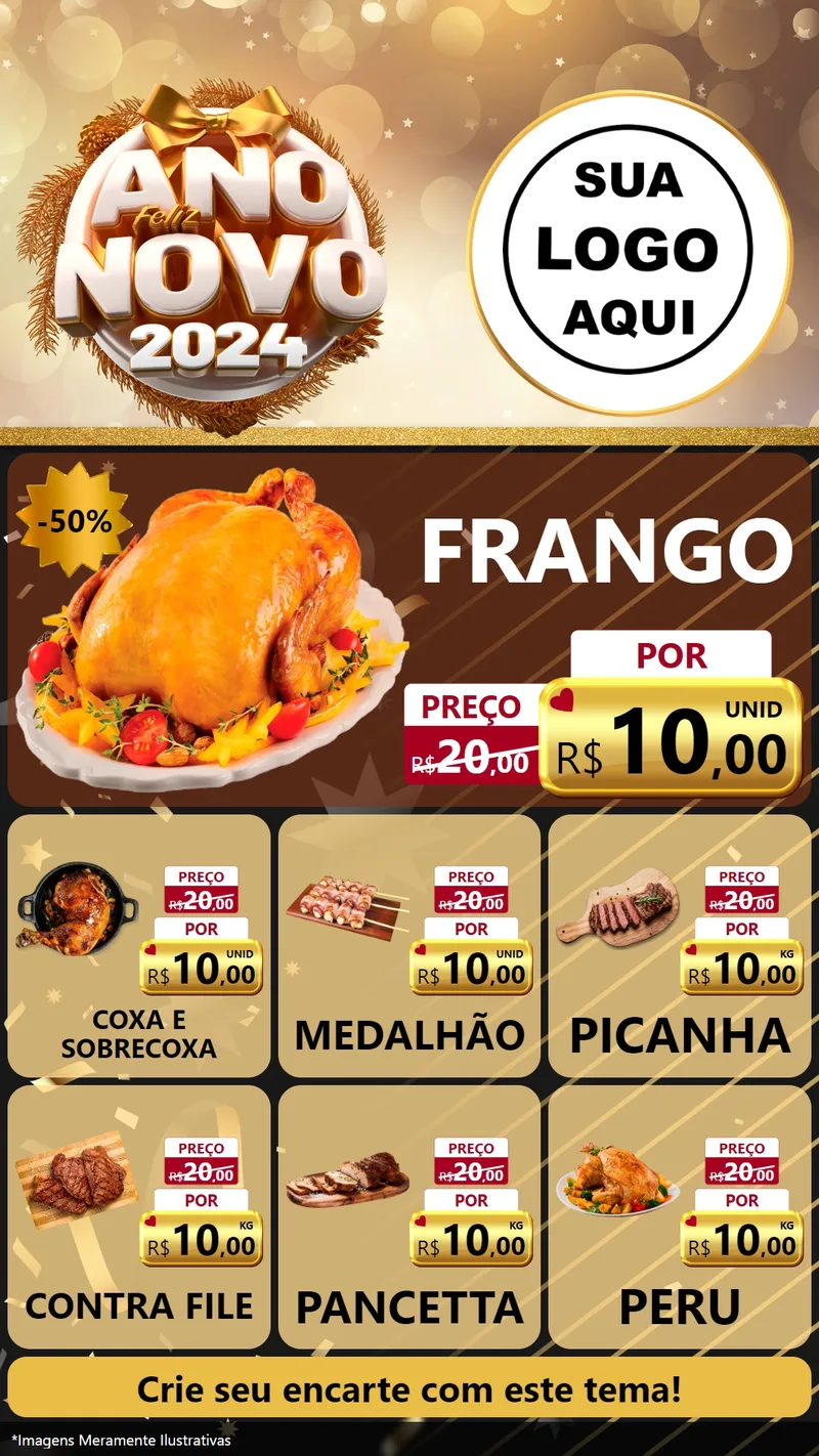 Modelo de Rede Social para Stories com o tema Feliz Ano Novo 2027 para Assados