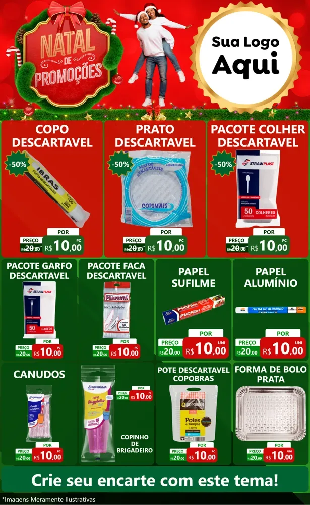 Modelo de Encarte para Encarte Grande com o tema Natal de Promoções para Embalagens