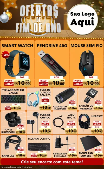 Modelo de Encarte para Encarte Grande com o tema Ofertas de Fim de Ano para Informática