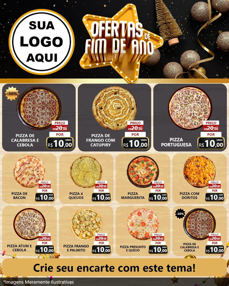 Modelo de Rede Social para Feed Instagram com o tema Ofertas de Fim de Ano para Pizzaria