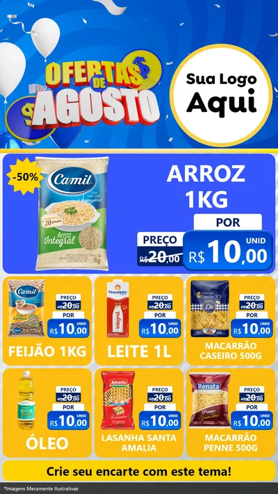 Modelo de Rede Social para Stories com o tema Ofertas de Agosto para Supermercado