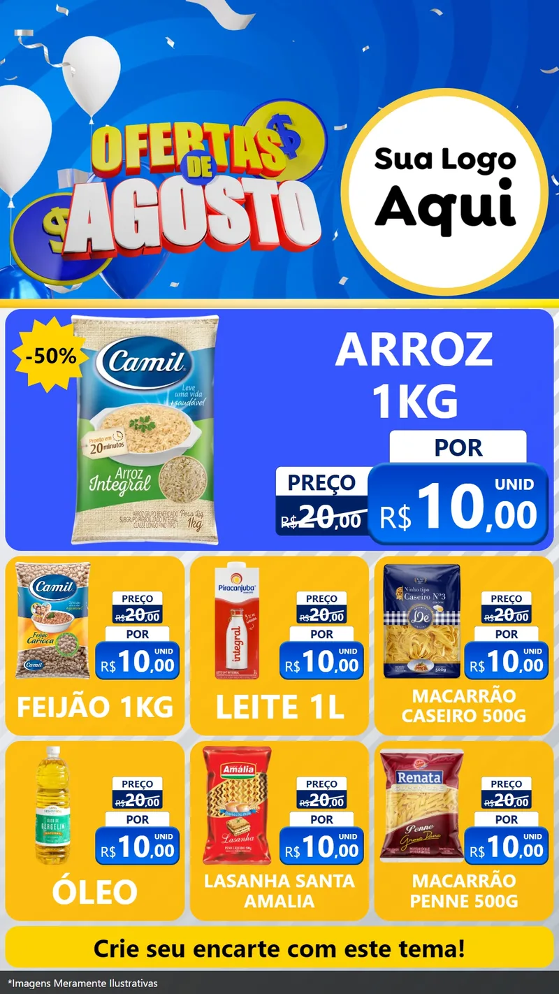 Modelo de Rede Social para Stories com o tema Ofertas de Agosto para Supermercado