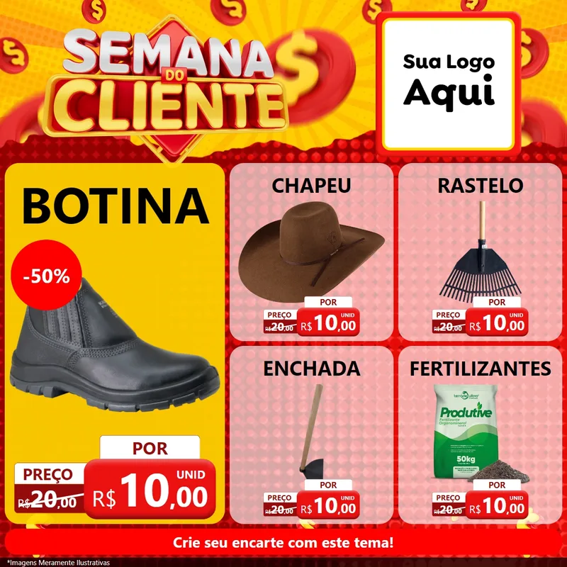 Modelo de Rede Social para Feed Facebook com o tema Semana do Cliente para Agropecuária