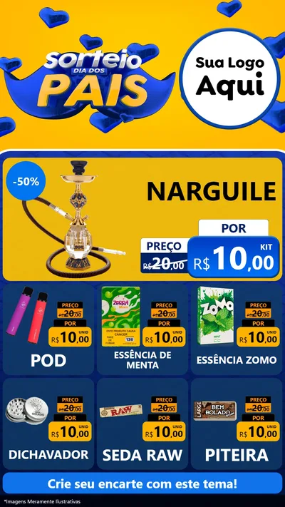Modelo de Rede Social para Stories com o tema Sorteio Dia dos Pais para Tabacaria