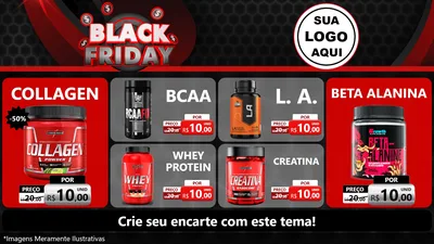 Modelo de TV para TV Horizontal com o tema Black Friday para Suplementos alimentares