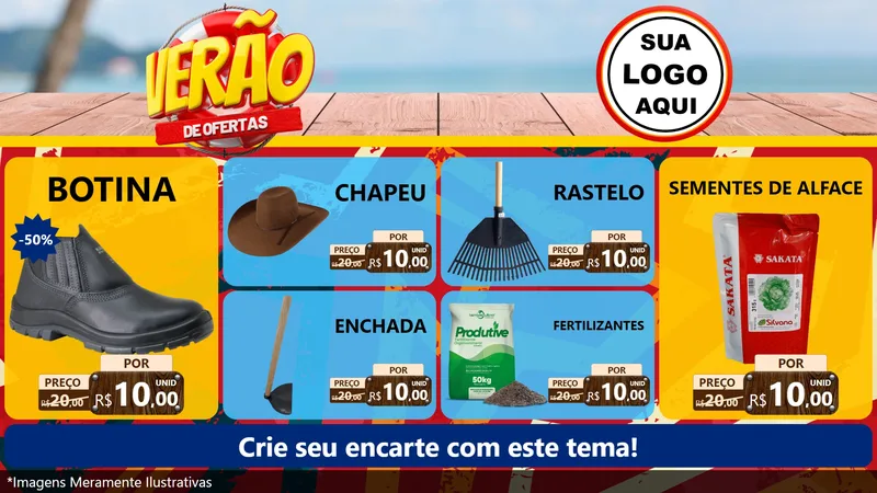 Modelo de TV para TV Horizontal com o tema Verão de Ofertas para Agropecuária