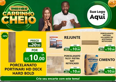 Modelo de Encarte para Encarte A4 Horizontal com o tema Carrinho Cheio para Pisos e revestimentos