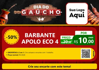 Modelo de Cartaz para Cartaz A4 Horizontal com o tema Dia do Gaúcho para Armarinho e Aviamentos