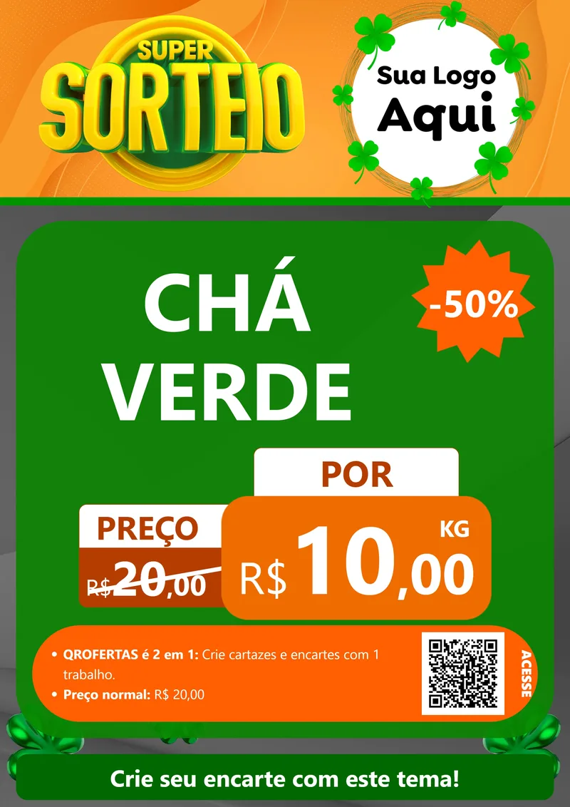 Modelo de Cartaz para Cartaz A4 Vertical com o tema Super Sorteio para Produtos Naturais