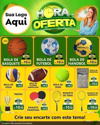 Modelo de Rede Social para Feed Instagram com o tema Hora da Oferta para Artigos Esportivos