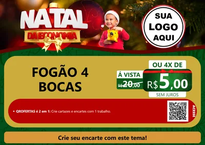 Modelo de Cartaz para Cartaz A4 Horizontal com o tema Natal da Economia para Móveis e Eletro