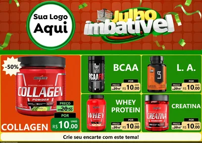 Modelo de Encarte para Encarte A4 Horizontal com o tema Julho Imbatível para Suplementos alimentares