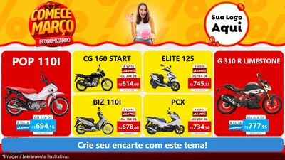 Modelo de TV para TV Horizontal com o tema Comece Março Economizando para Concessionaria de Motos