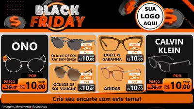 Modelo de TV para TV Horizontal com o tema Black Friday para Óticas