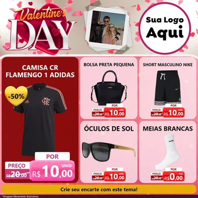 Modelo de Rede Social para Feed Facebook com o tema Valentine's Day para Roupas e acessórios