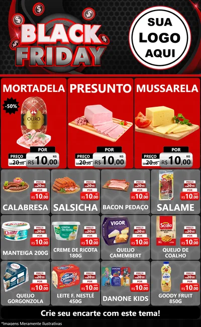 Modelo de Encarte para Encarte Grande com o tema Black Friday para Frios e Laticínios