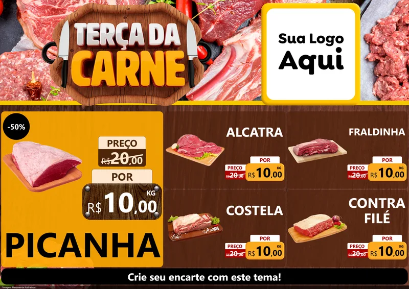 Modelo de Encarte para Encarte A4 Horizontal com o tema Terça da Carne para Açougue
