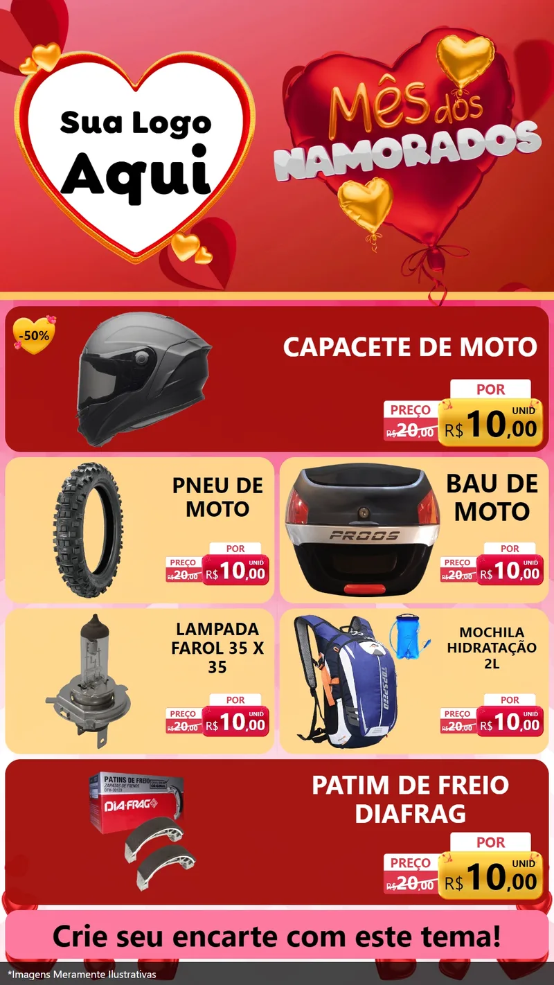 Modelo de TV para TV Vertical com o tema Mês dos Namorados para Moto peças