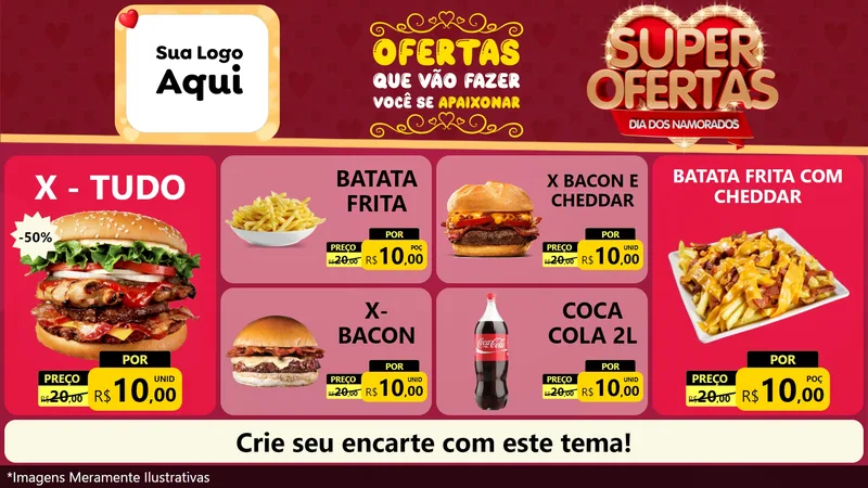 Modelo de TV para TV Horizontal com o tema Dia dos Namorados para Hamburgueria