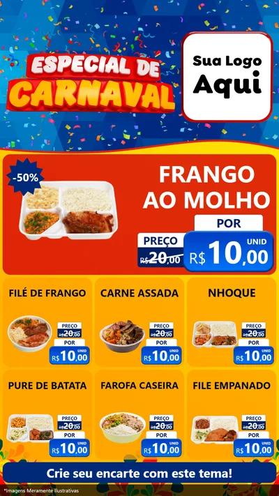Modelo de Rede Social para Stories com o tema Especial de Carnaval para Restaurante