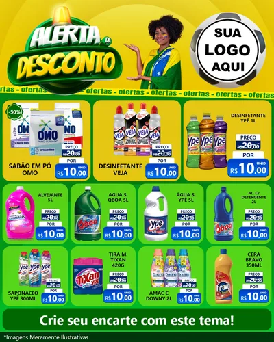 Modelo de Rede Social para Feed Instagram com o tema Alerta de Desconto para Produtos de Limpeza