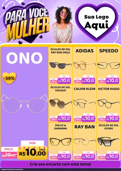 Modelo de Encarte para Encarte A4 Vertical com o tema Para Você, Mulher para Óticas