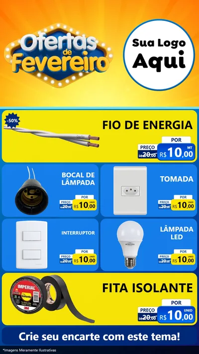 Modelo de TV para TV Vertical com o tema Ofertas de Fevereiro para Materiais Elétricos