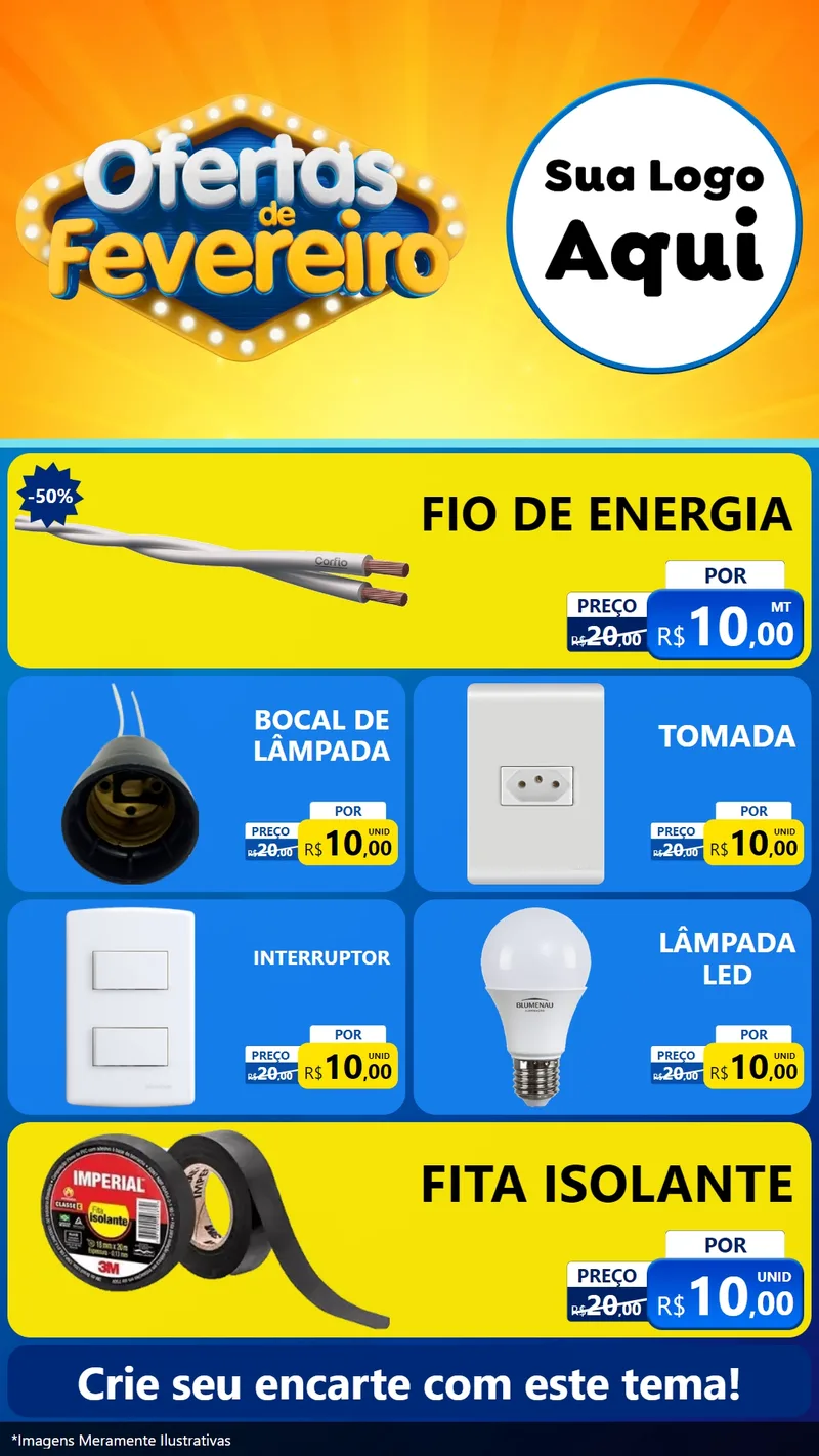 Modelo de TV para TV Vertical com o tema Ofertas de Fevereiro para Materiais Elétricos