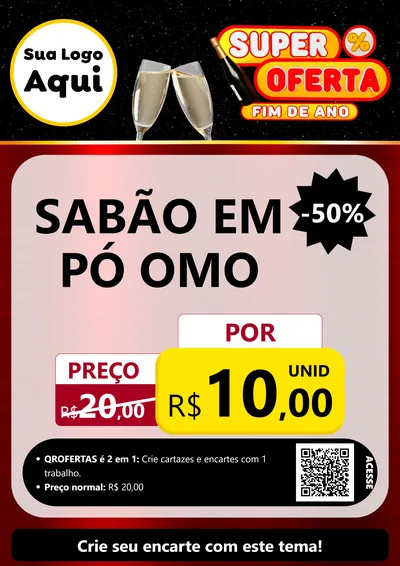 Modelo de Cartaz para Cartaz A4 Vertical com o tema Super Oferta Fim de Ano para Produtos de Limpeza