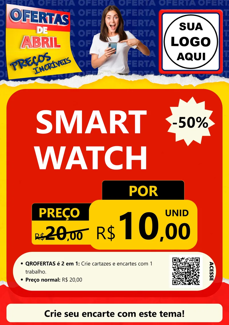 Modelo de Cartaz para Cartaz A4 Vertical com o tema Ofertas de Abril - Preços Incríveis para Informática