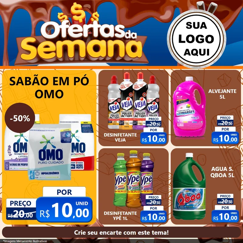 Modelo de Rede Social para Feed Facebook com o tema Ofertas da Semana - Páscoa para Produtos de Limpeza