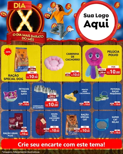 Modelo de Rede Social para Feed Instagram com o tema Dia X - O Dia Mais Barato Do Mês para Pet Shop