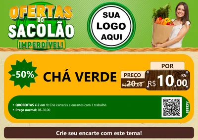 Modelo de Cartaz para Cartaz A4 Horizontal com o tema Ofertas do Sacolão Imperdível! para Produtos Naturais