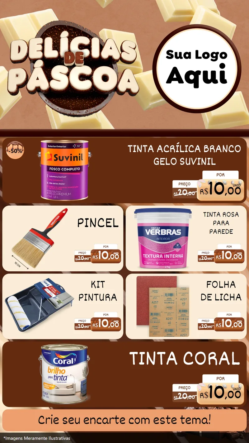 Modelo de TV para TV Vertical com o tema Delícias de Páscoa para Tintas e Ferramentas