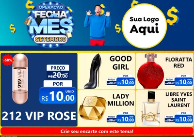 Modelo de Encarte para Encarte A4 Horizontal com o tema Operação Fecha Mês Setembro para Perfumes