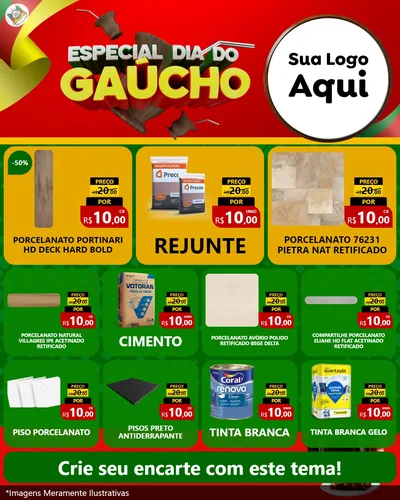 Modelo de Rede Social para Feed Instagram com o tema Especial Dia do Gaúcho para Pisos e revestimentos