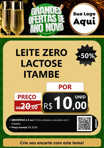 Modelo de Cartaz para Cartaz A4 Vertical com o tema Grandes Ofertas de Ano Novo para Frios e Laticínios