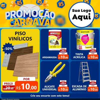 Modelo de Rede Social para Feed Facebook com o tema Promoção de Carnaval para Material para Construção