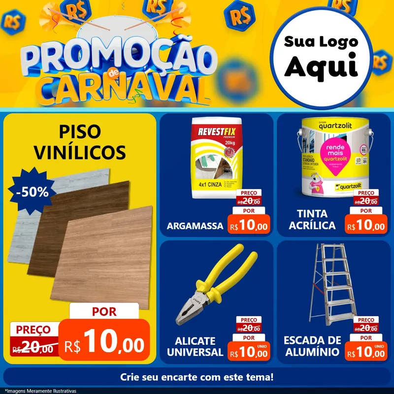 Modelo de Rede Social para Feed Facebook com o tema Promoção de Carnaval para Material para Construção