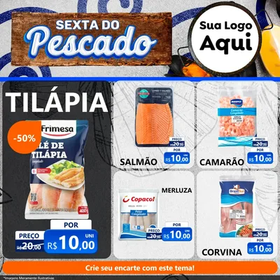 Modelo de Rede Social para Feed Facebook com o tema Sexta do Pescado para Peixaria