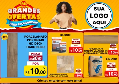 Modelo de Encarte para Encarte A4 Horizontal com o tema Grandes Ofertas Para Economizar! para Pisos e revestimentos
