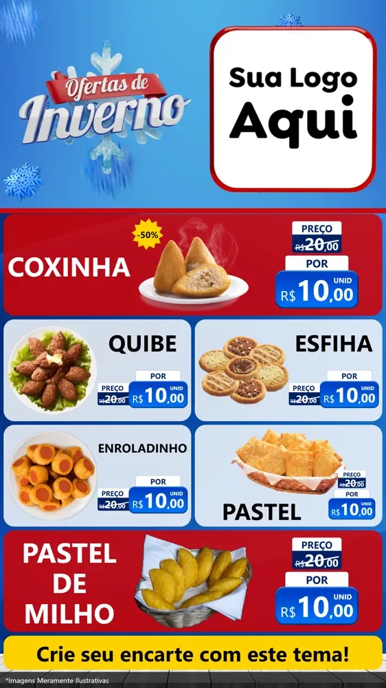 Modelo de TV para TV Vertical com o tema Ofertas de Inverno para Salgadaria
