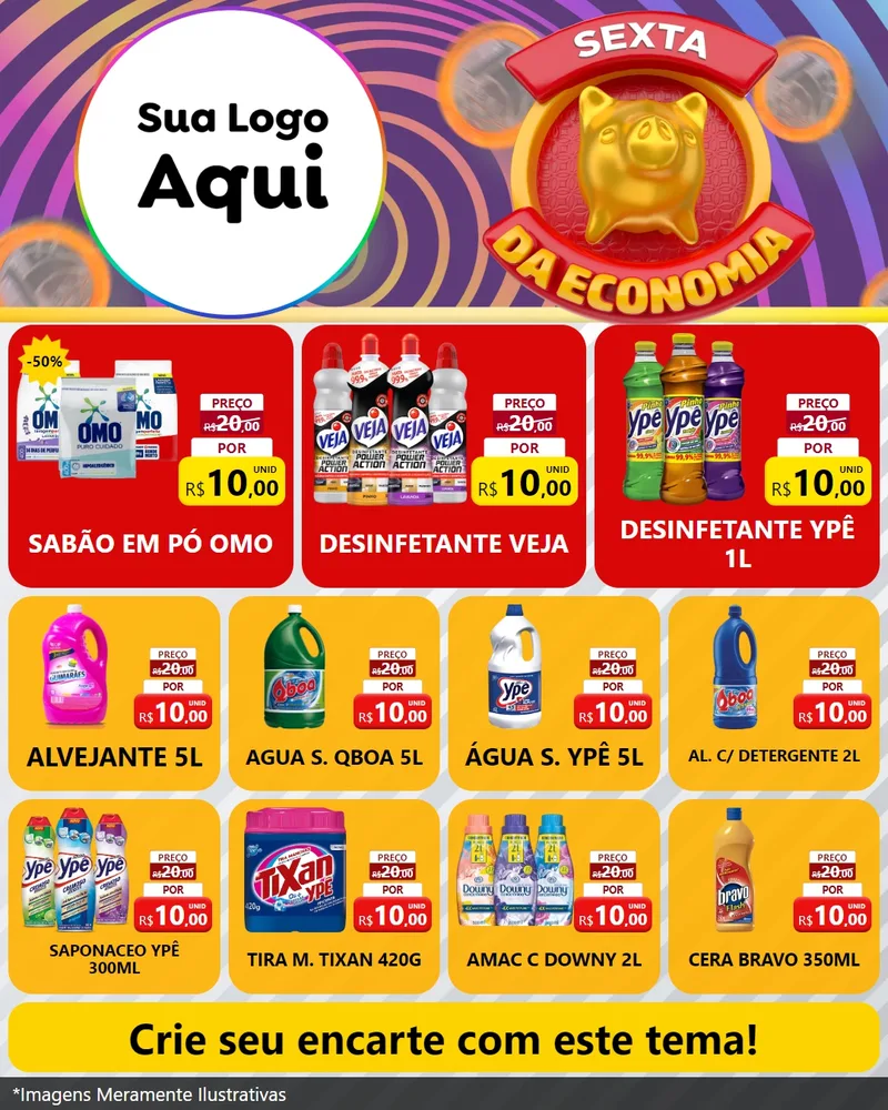 Modelo de Rede Social para Feed Instagram com o tema Sexta da Economia para Produtos de Limpeza