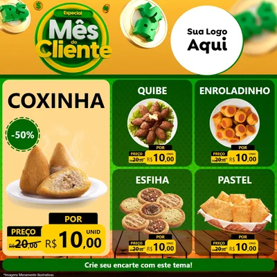 Modelo de Rede Social para Feed Facebook com o tema Especial Mês do Cliente para Salgadaria