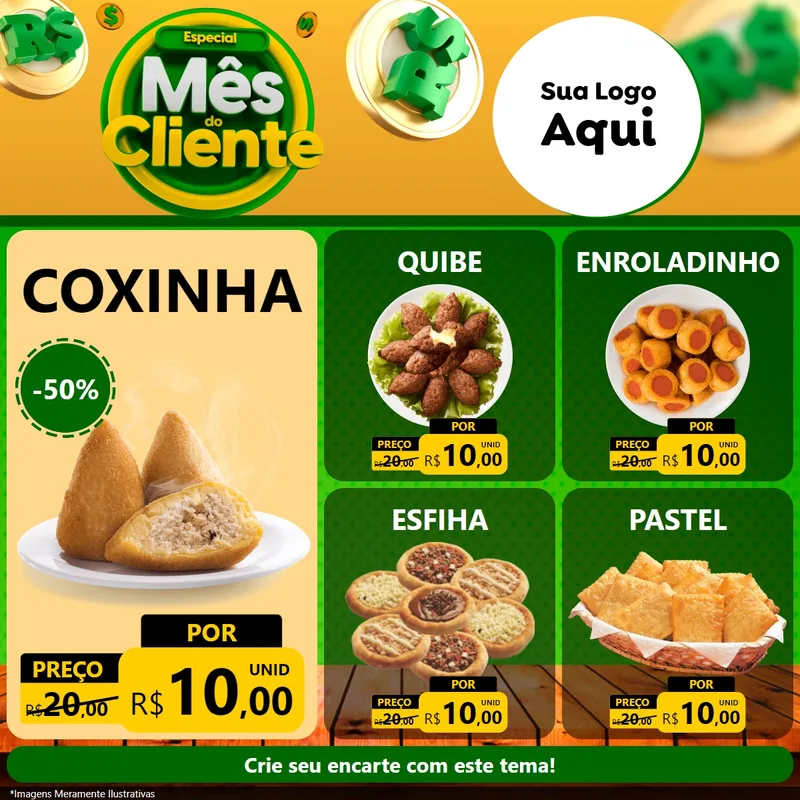 Modelo de Rede Social para Feed Facebook com o tema Especial Mês do Cliente para Salgadaria